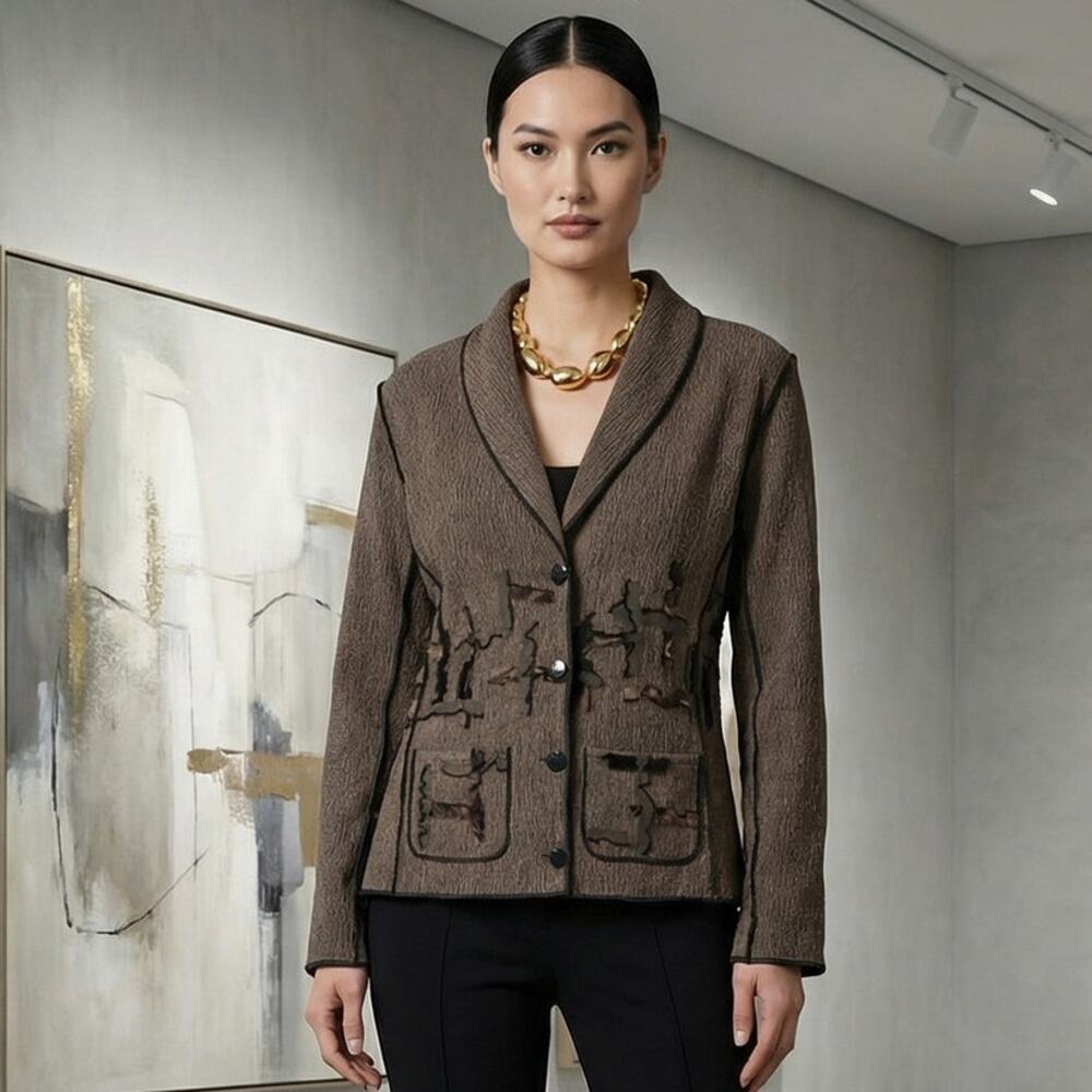 Deborah Cross Textile Artist Patchwork Blazer Jac… - image 1